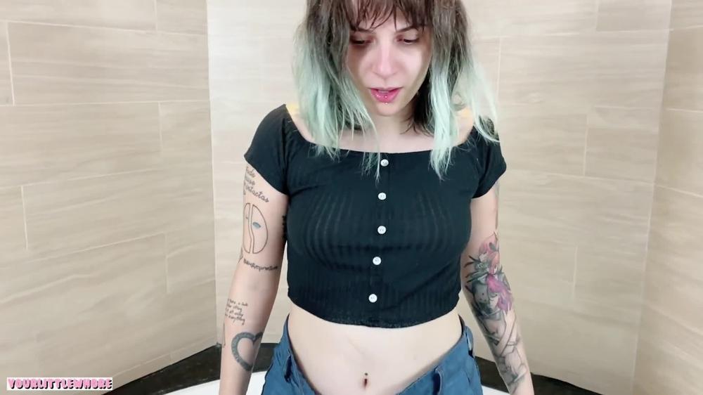 Geting Soaked In Long Jeans Skirt