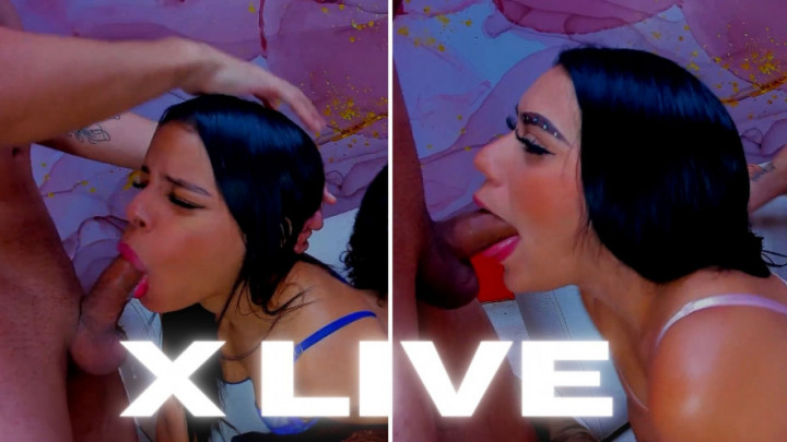 line up of 4 latinas to suck their great friend JEan's cock