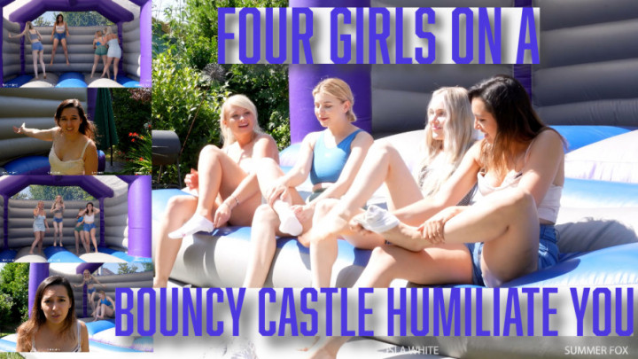 Four Girls On A Bouncy Castle Humiliate You