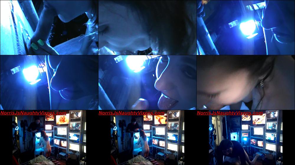 snowbunny in dark adult theater givingBJ