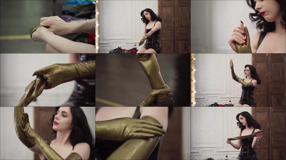 Fitting Gold Latex Gloves Asmr
