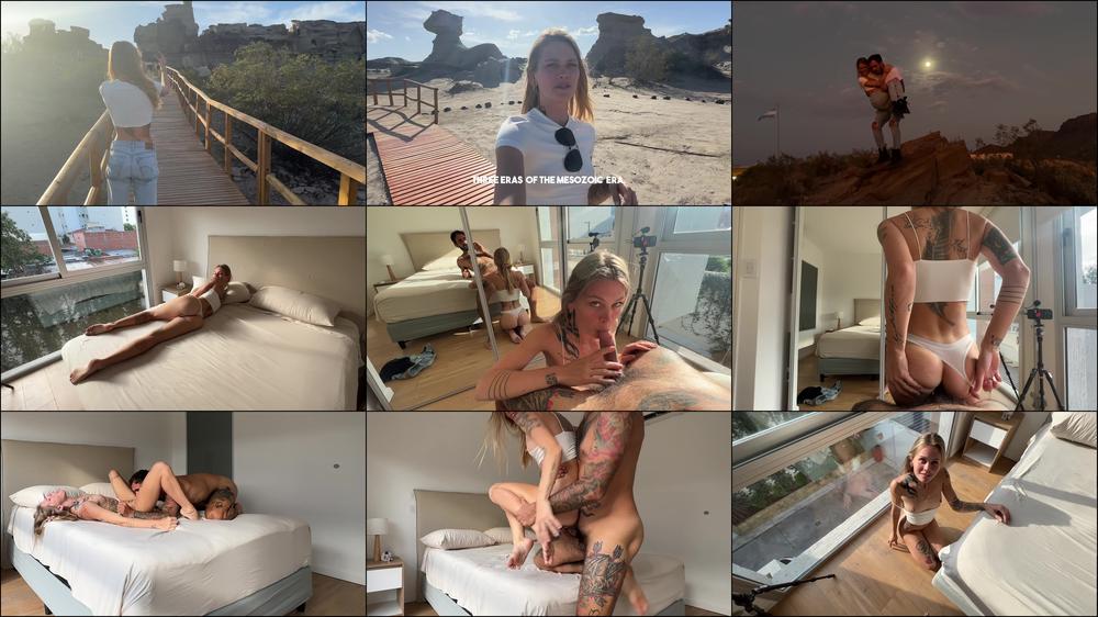 Panties to the side; ROUGH SEX with Blonde Slut after tour - March 12, 2023