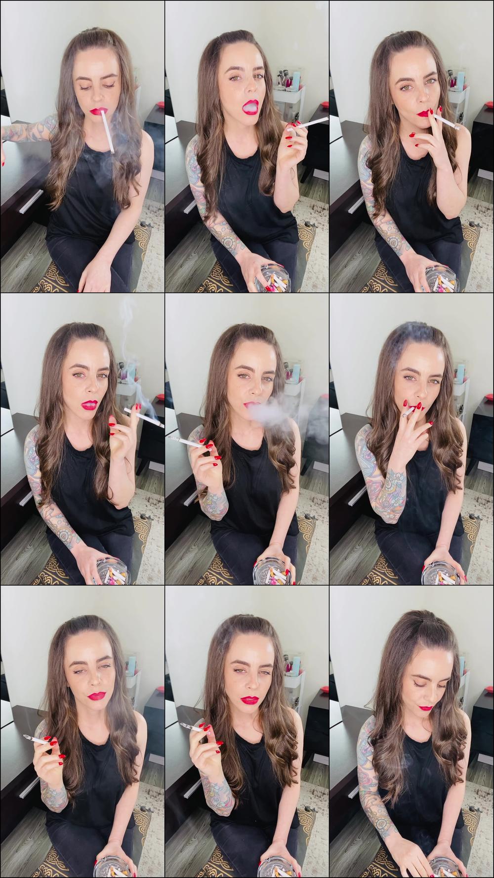 Smoking Wearing Black Jeans and Tank Top