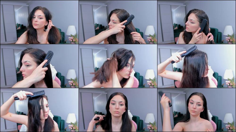 cute teen brushing her hair - Jan 9, 2023