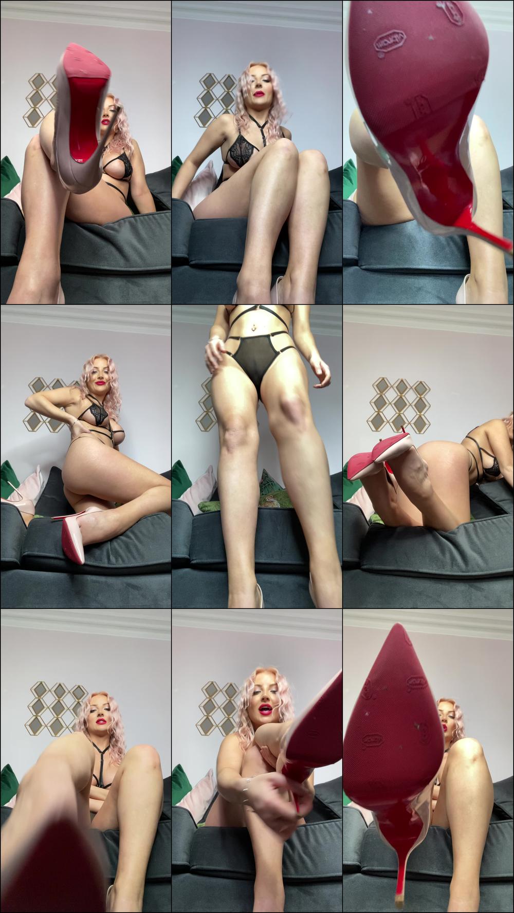 Red bottom heels worship with busting