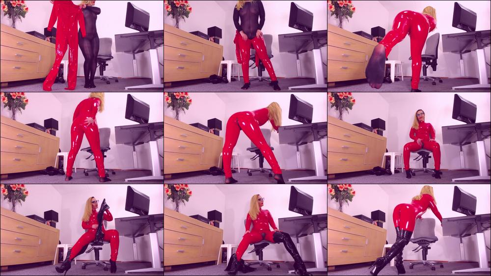 Latex catsuit, nylon bodystocking, boots