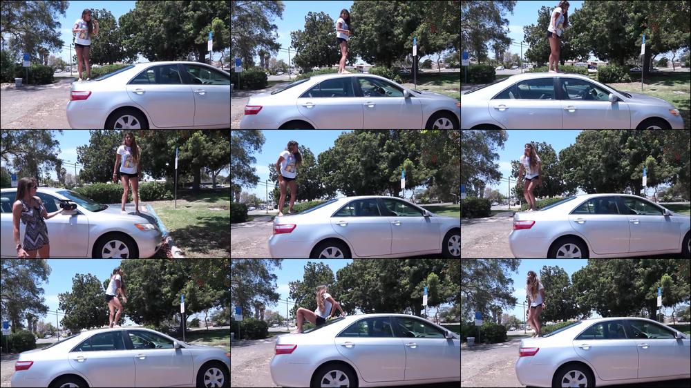 Vivian Walks/Bounces On Car Barefoot