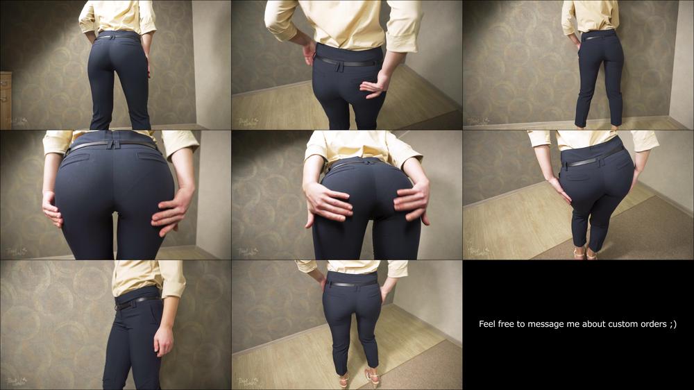 Asian In Tight Work Trousers Teases Visible Panty Line