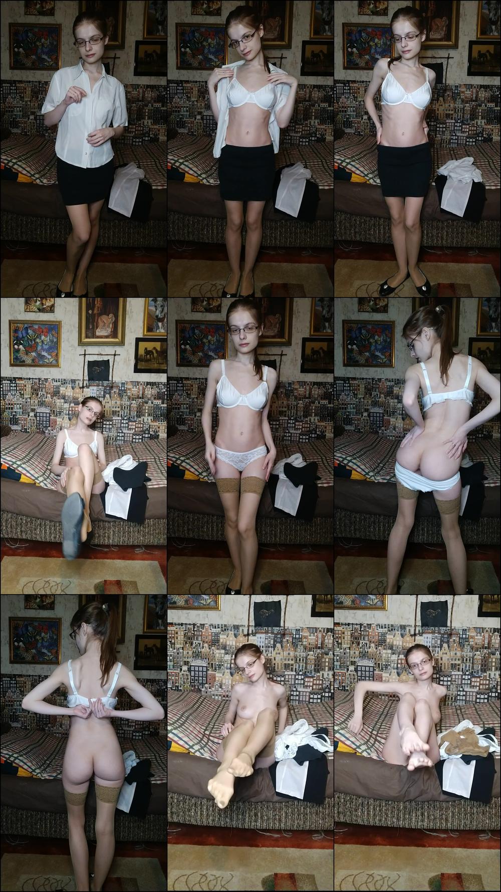 Nerdy girl strips for you