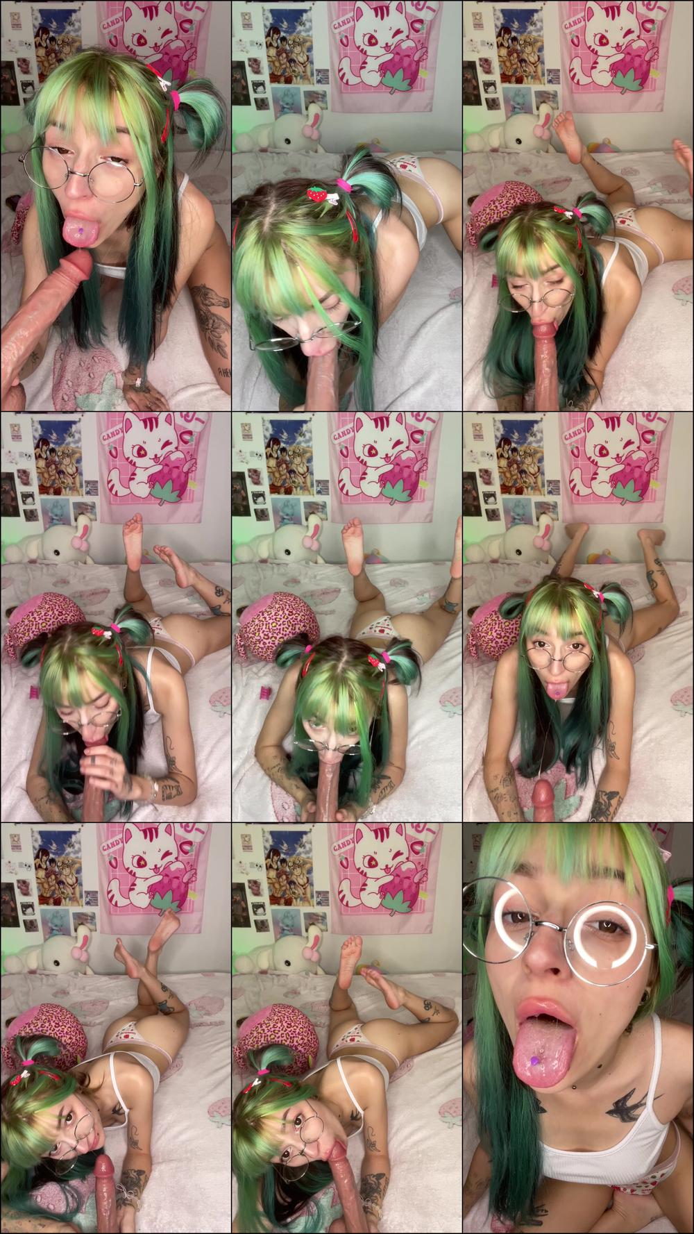 SILLY AHEGAO DADDYS GIRL SUCKING AND DROOLING