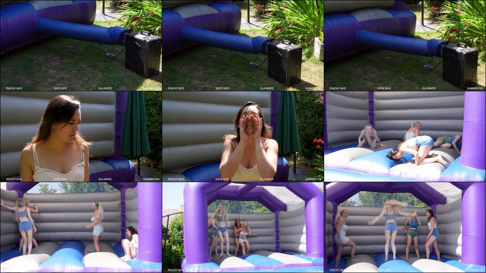 Four Girls On A Bouncy Castle Humiliate You