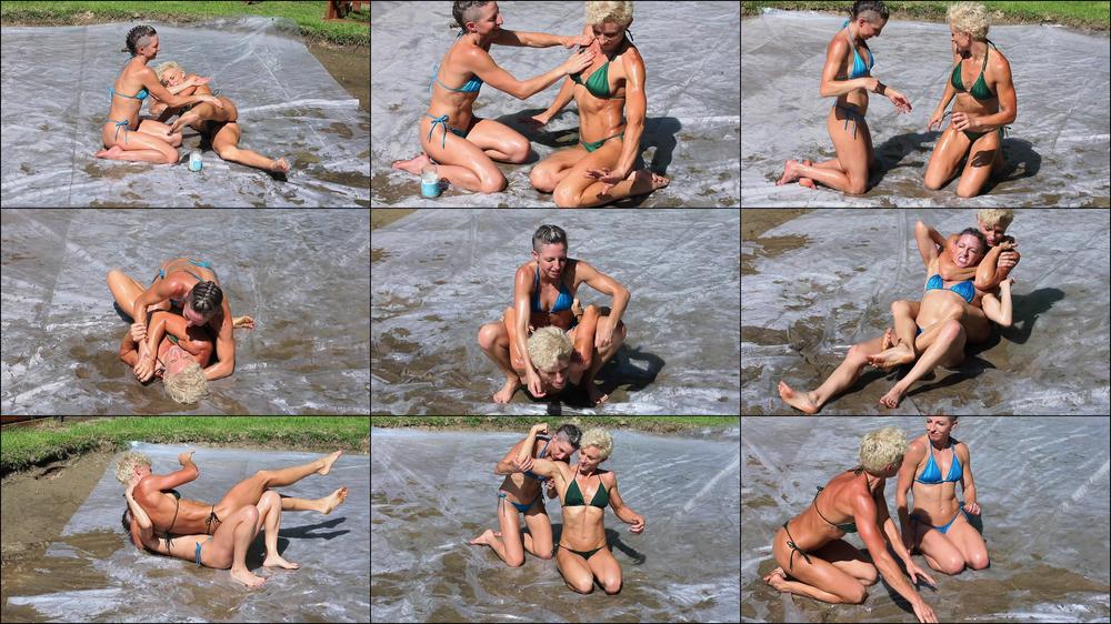 Two Hot Fit Babes Oil Wrestling Outside - June 22, 2023