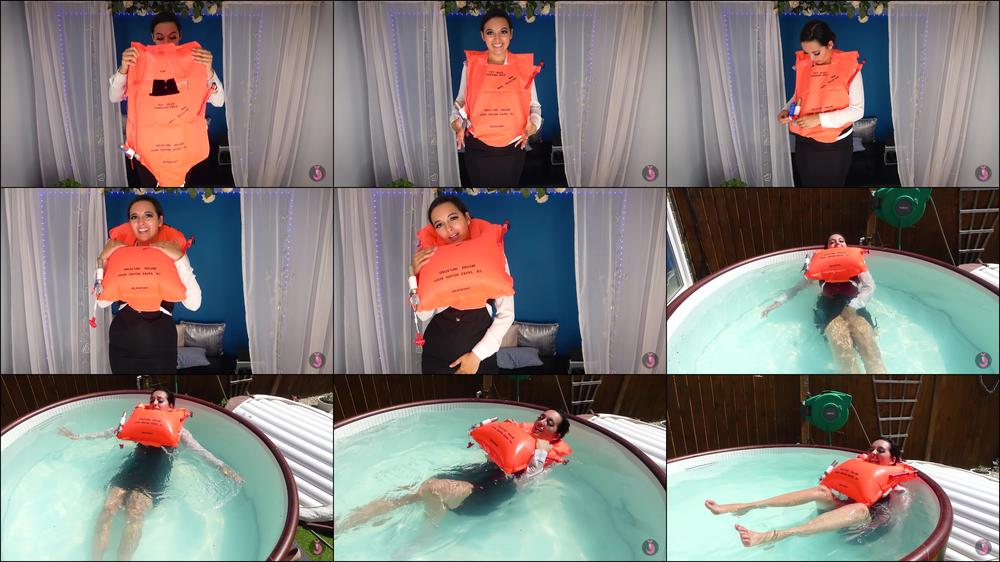 Air Hostess Tries Lifejacket