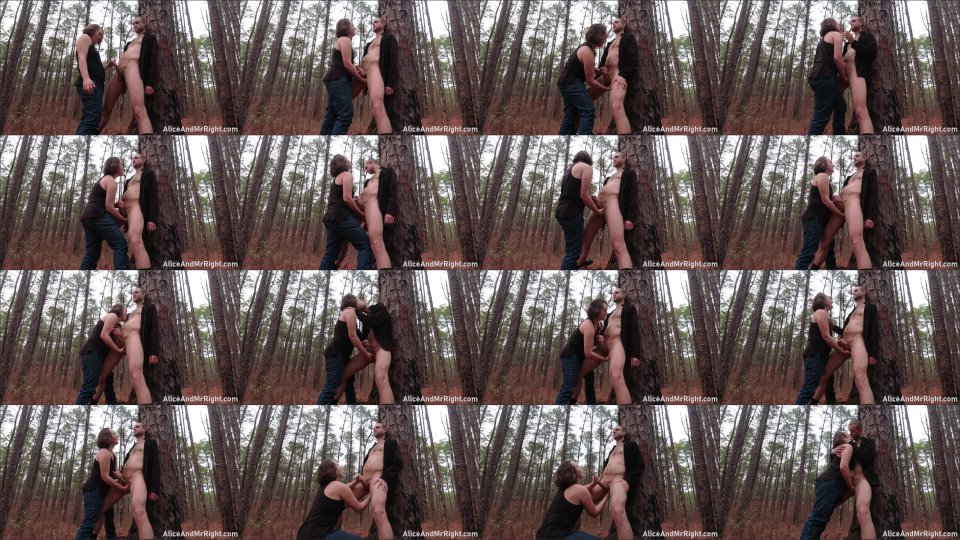 Aliceandmrright Prostate Massage Handjob Against A Tree