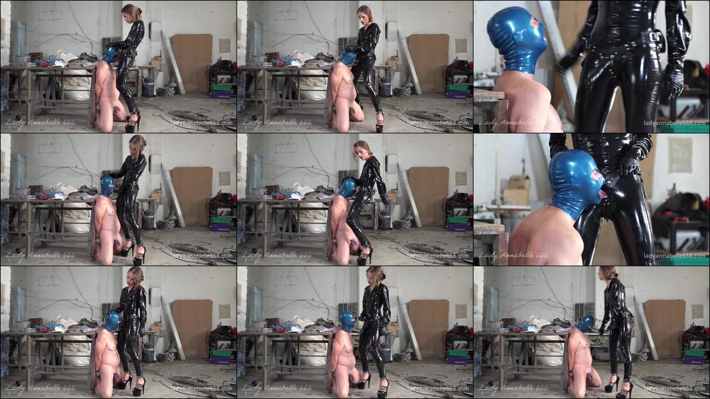 Sucking hard with my blue latex head