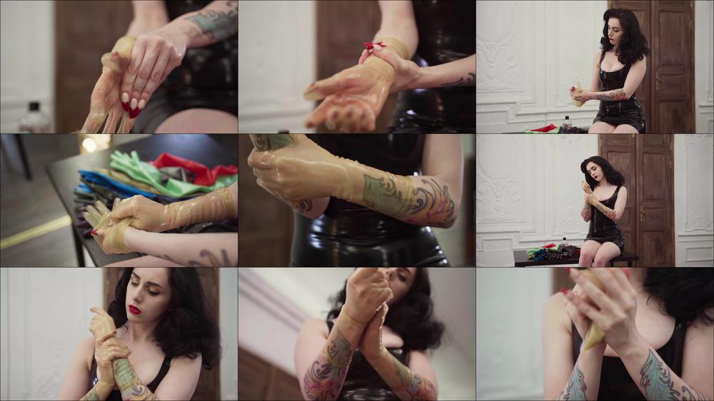 Fitting Transparent Latex Gloves Asmr