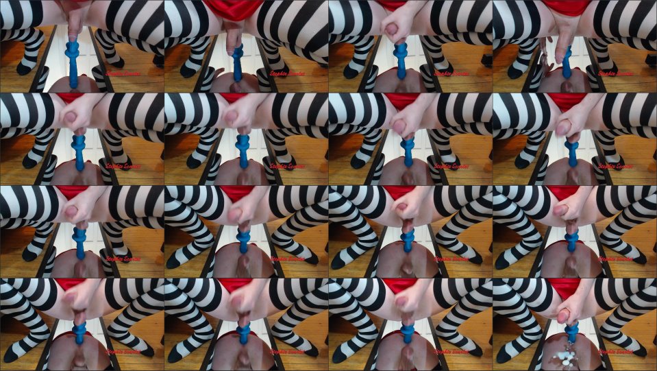 Stephie Scarlet Big Blue Dildo Mirror Fuck