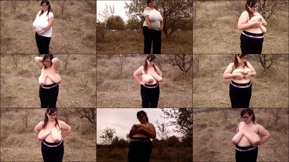 milking and boob play outdoors