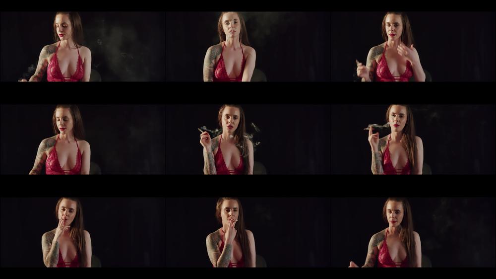 Smoking Cork 100s in Red Lace Lingerie