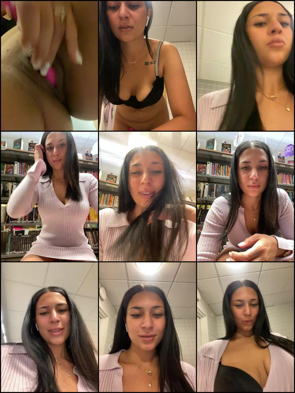 Wildly Masturbating girl in Library Bathroom