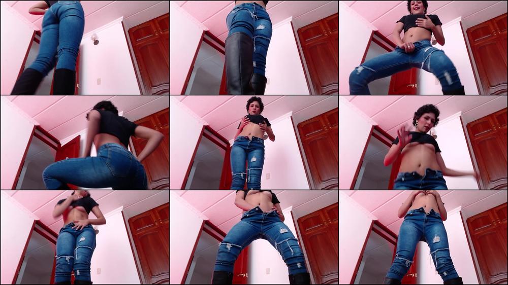 Striptease of jeans and boots