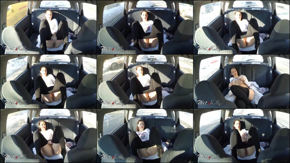 Wet Kelly Masturbating In The Car Back Seat