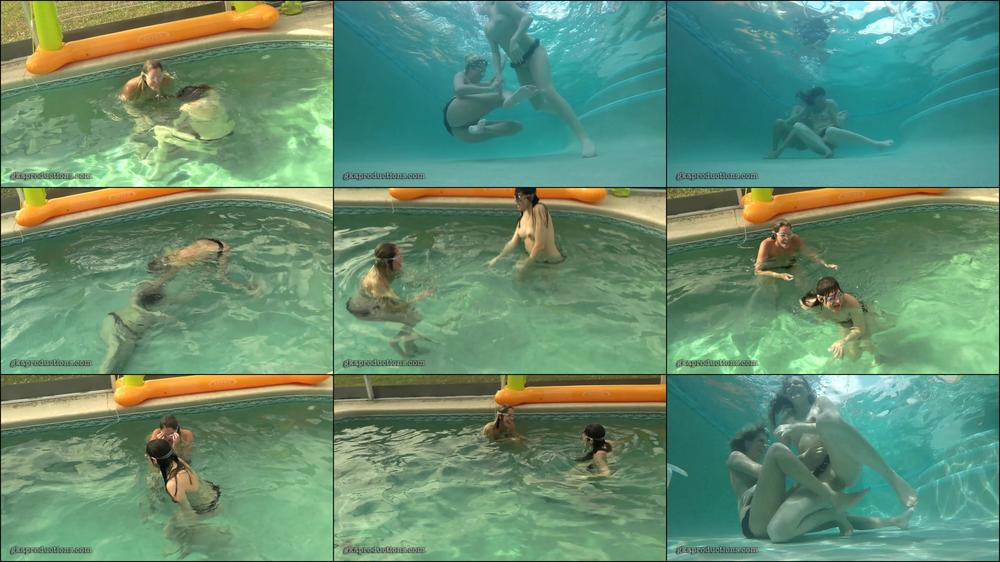 Nikki & Sadie Nude Swimming Tickle Fight