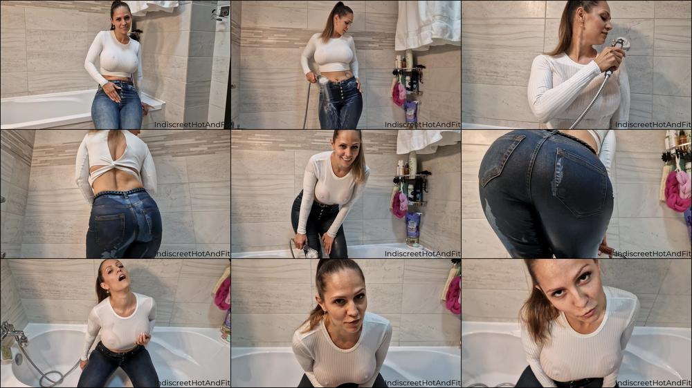 Wet shirt and jeans masturbation encouragement