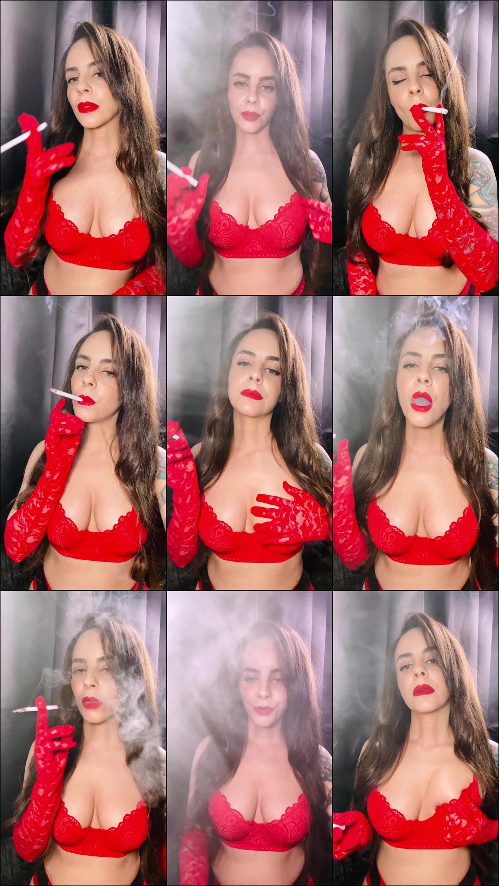 Smoking in Red Lace