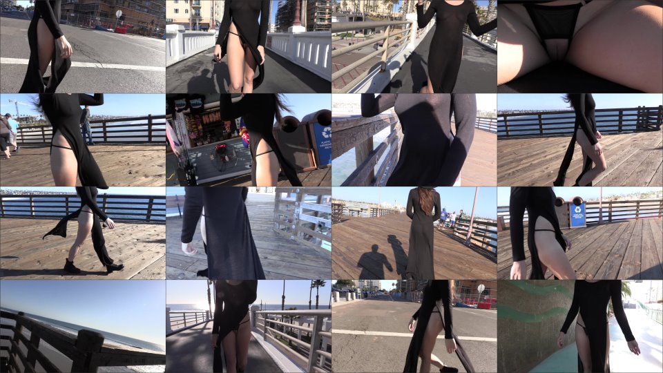 Shy Goth High Slit Sheer Dress Crotchless Panties