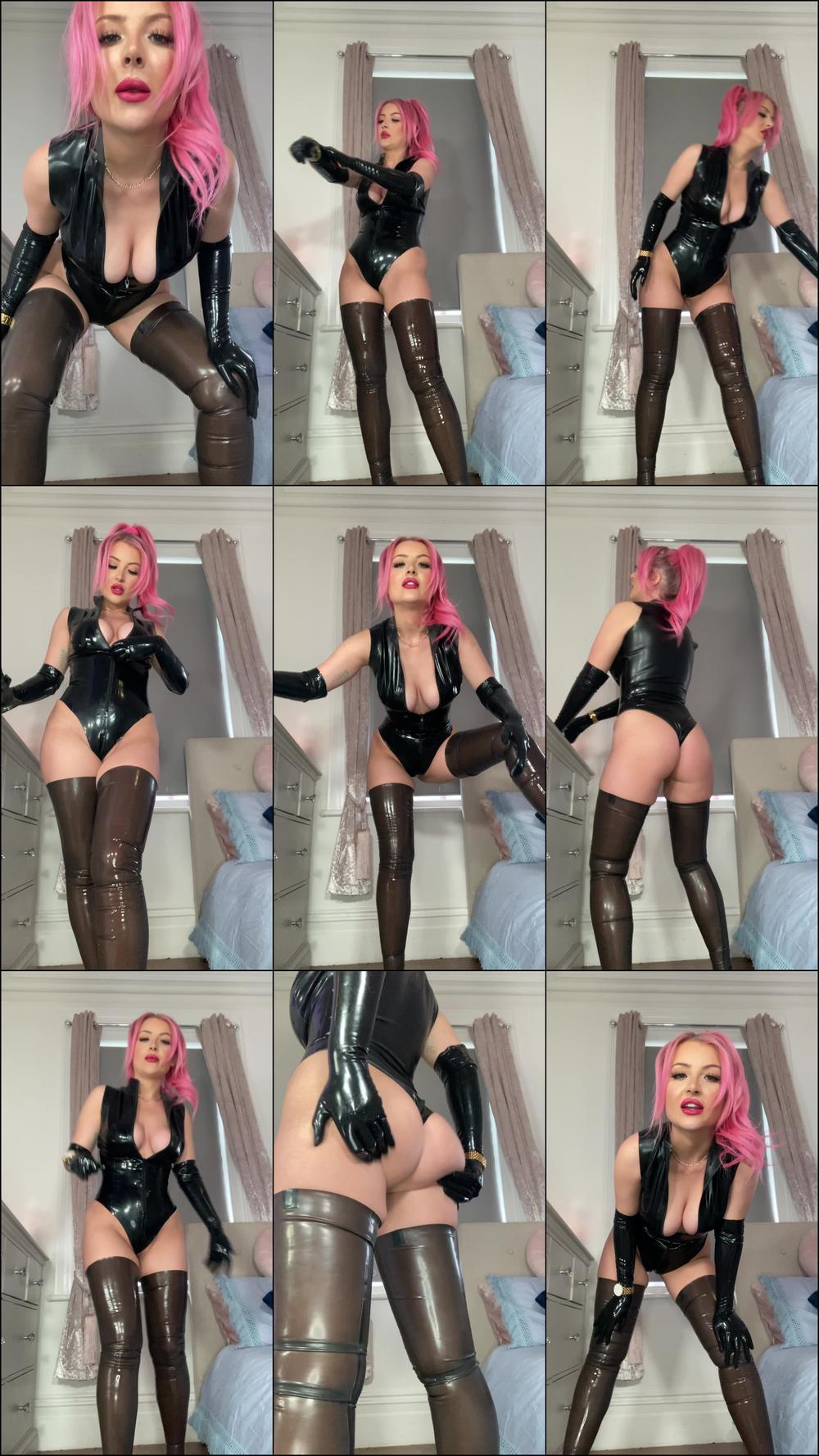 Latex barbie makes her cuck do anal