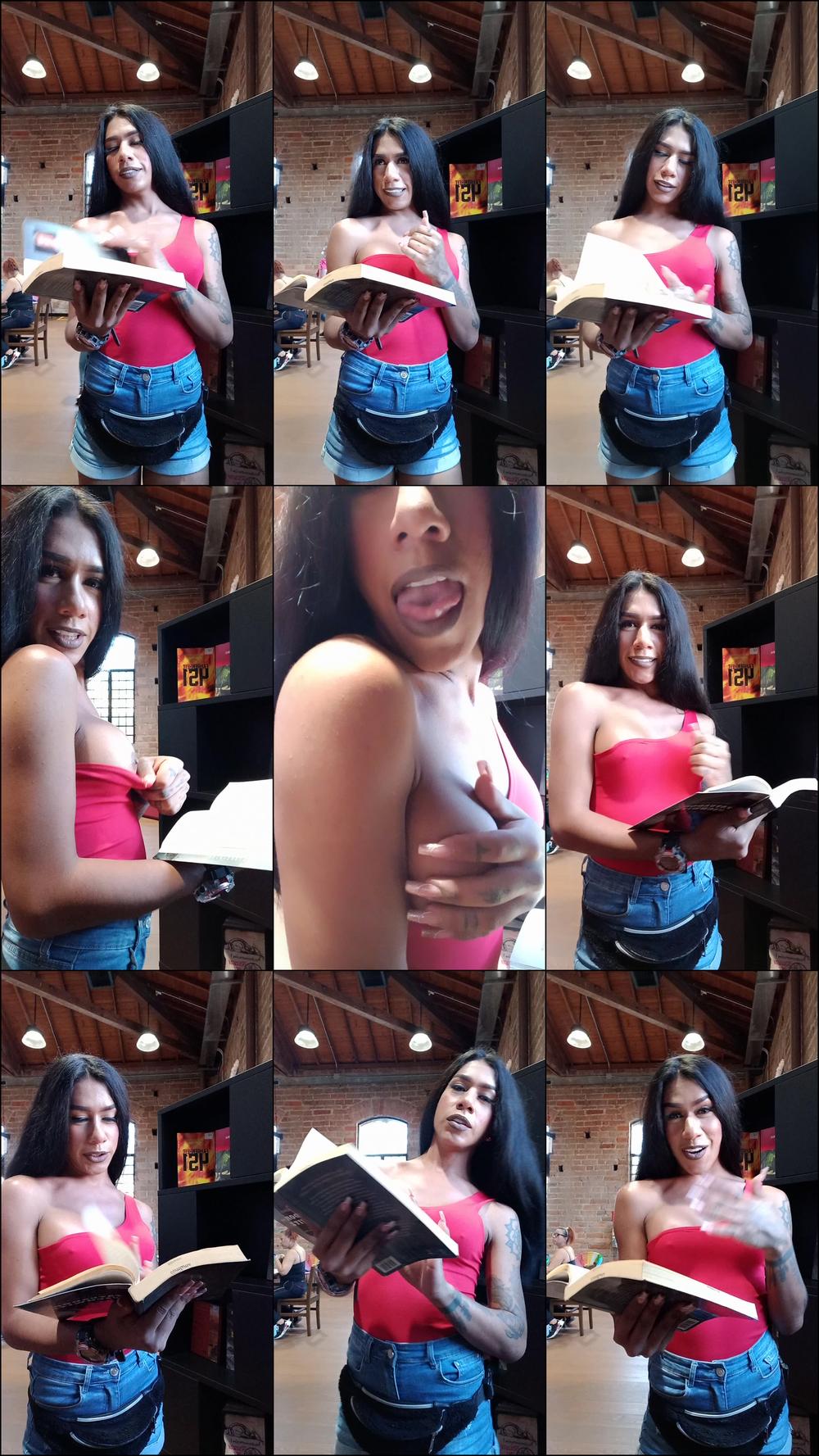 playing with my breasts in the library