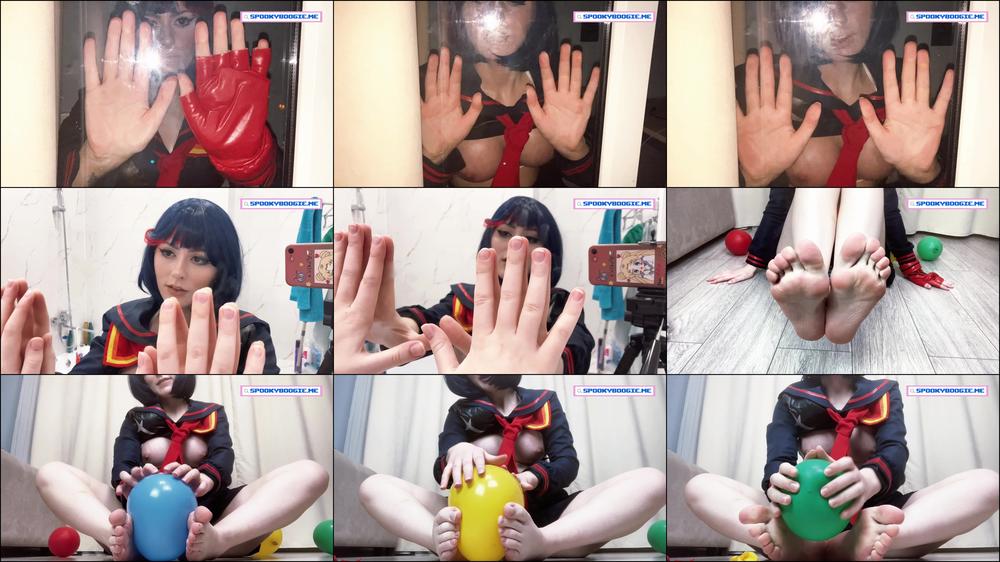 Ryuko Matoi teases you through the mirror and pops balloons