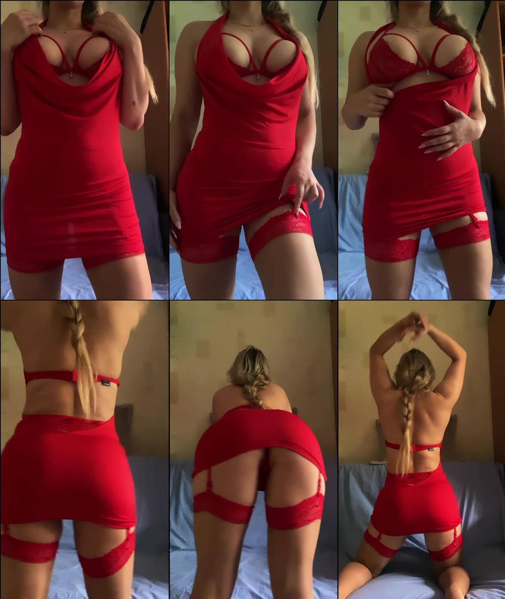 neringakriziute 08 07 2022 2515433315 selfie video red dress at home alone