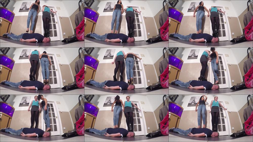 Katie's Boutique - 2 Girls Stepping On The Slave Floor Cam (4K)