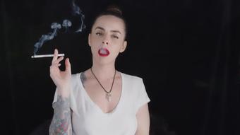 Smoking VS120s in White T - Shirt (Dani Lynn)