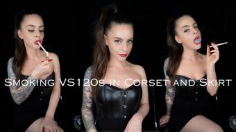 Smoking 120s in Corset and Skirt (Dani Lynn)