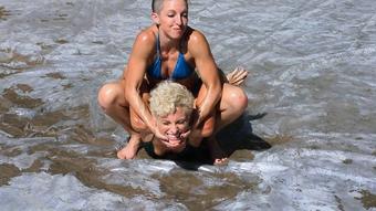 Two Hot Fit Babes Oil Wrestling Outside - June 22, 2023 (Lora Cross)