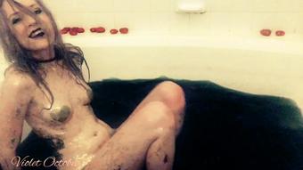 Goth girl plays in the bathtub (VioletOctober)