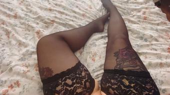 Spreading my legs in black stockings (wow_adele)