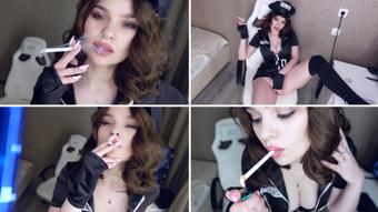 SMOKING BAD COP PLAY WITH HER WET PUSSY (Alex Kaminsky PAWG)