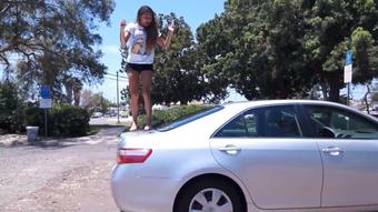 Vivian Walks/Bounces On Car Barefoot (Custom Fetish)