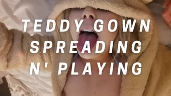 HD: Teddy Gown Spreading and Playing (HollyKitten)