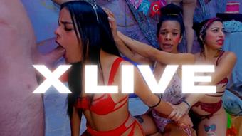 throat fuck in caravan of 4 girls - destruction (Xlivestudio)