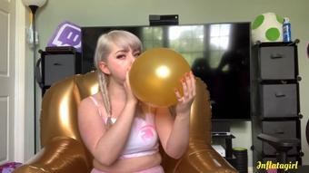Inflatagirl Blow To Pop Gold Balloon (Inflatagirl)