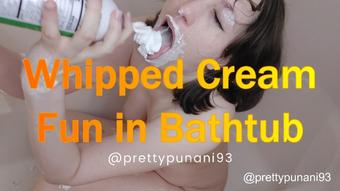 Whipped Cream Fun in Bathtub (Lizzymaestro)