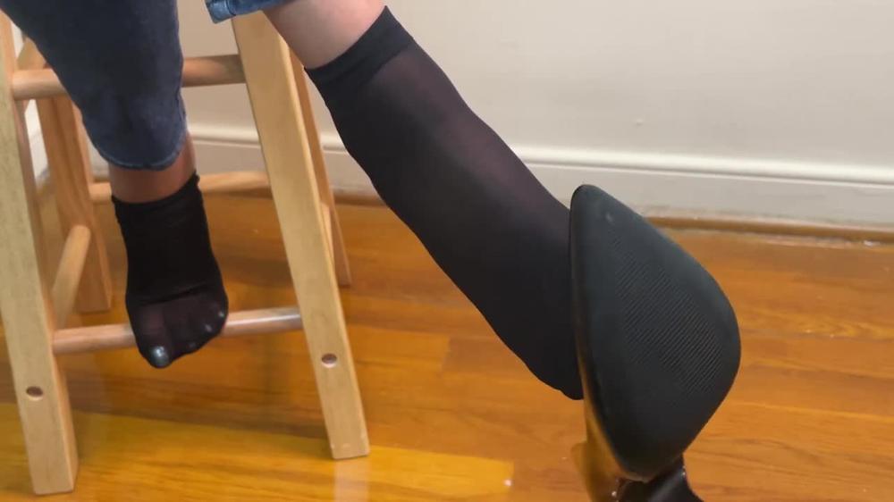 Black Nylons High Heel Dangling