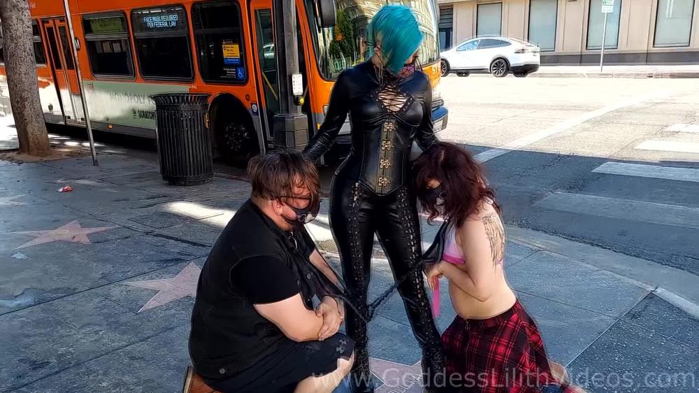 Goddess Lilith Walking My Puppy Subs Down The La Strip
