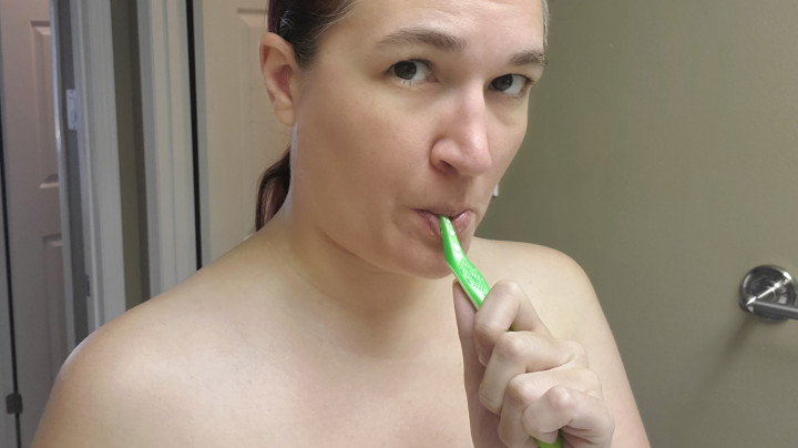 Toothbrushing & Hair Combing Topless - September 11, 2020