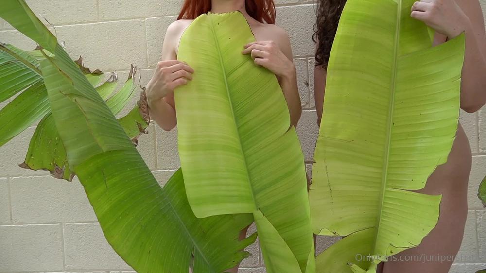 thenikitafoxx 07 05 2020 294058028 I made this little vid with @xoxokayla We're hiding our naked bodies behind palm tree lea